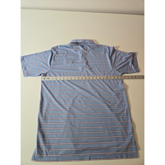 Turtleson Tour Performance Polo Golf Shirt Men's Medium Blue Striped - Picture 8 of 11
